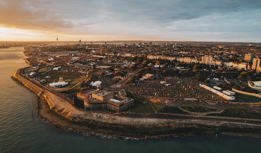 Aerial shot of the Victorious Festival site